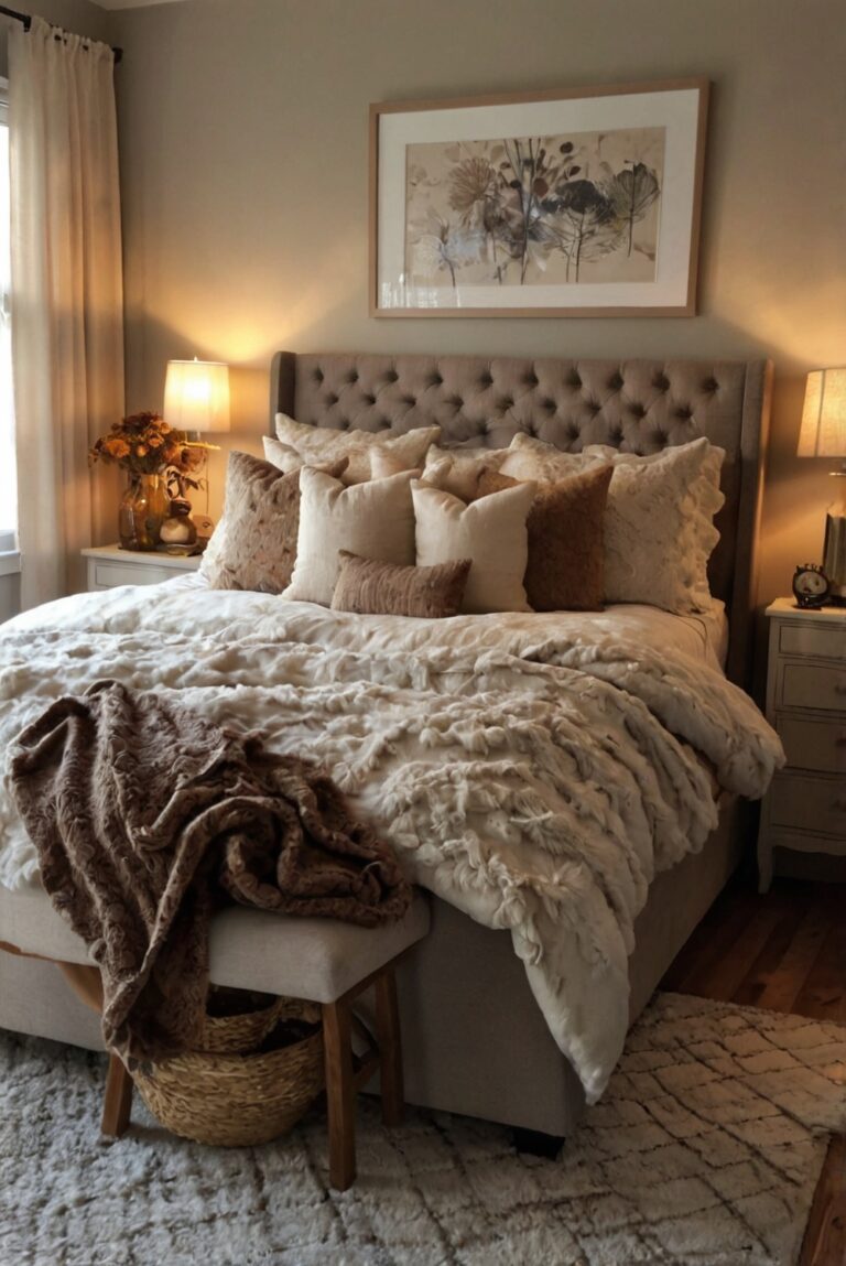 cozy bedroom decor, fall bedroom ideas, bedroom design inspiration, cozy bedroom makeover, bedroom decorating tips