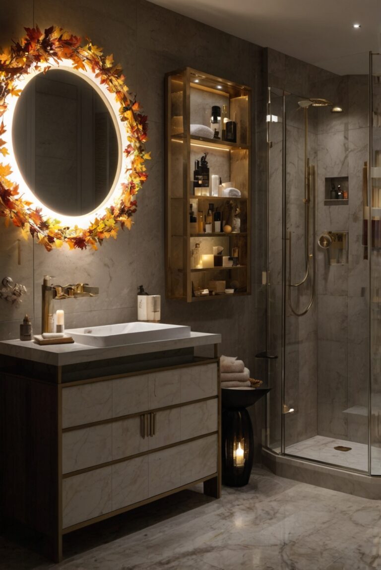 luxurious bathroom decor, fall bathroom decor, elegant bathroom ideas, high-end bathroom accessories, upscale bathroom renovations