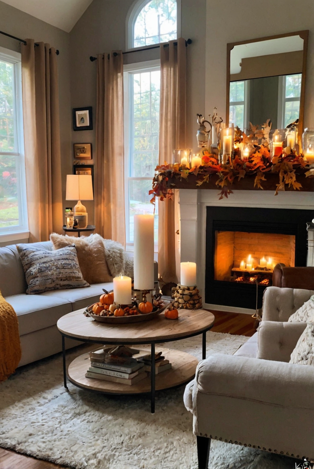 Stylish Fall Home Decor, Modern Living Room Ideas, Elegant Autumn Decor, Cozy Home Decorations, Chic Fall Living Room