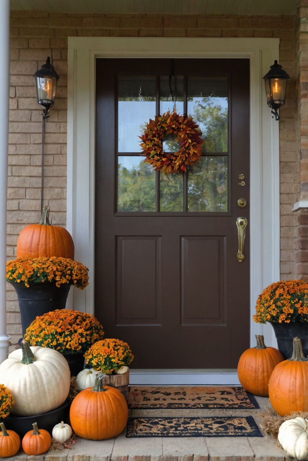 Fall porch decor, Outdoor decorations, Front porch ideas, Seasonal home decor, Autumn outdoor space