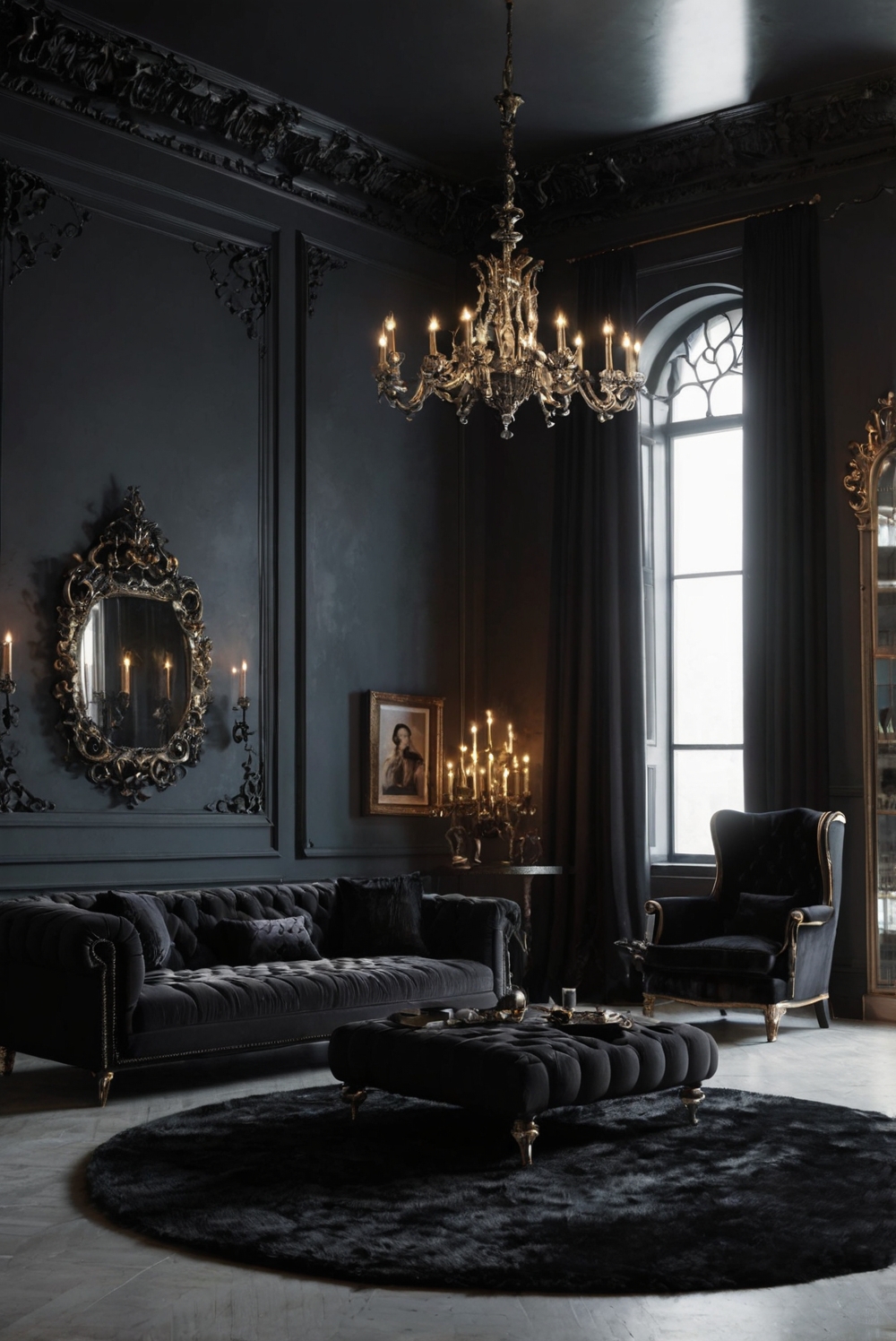 Gothic Home Decor, Dark Living Room Ideas, Gothic Interior Design, Gothic Living Room Furniture, Victorian Gothic Decor