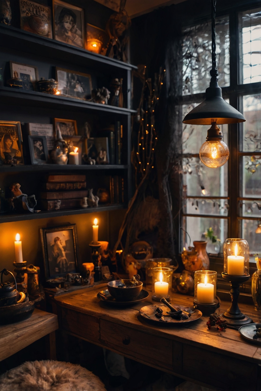 witchy decor, gothic home, dark aesthetic, mystical interior, witchy vibes