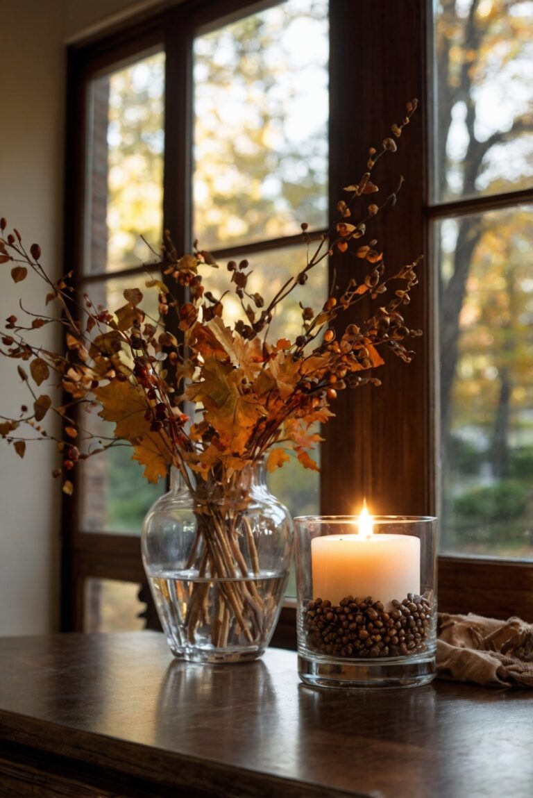 fall home decor ideas, autumn decorating, cozy living room, seasonal accents, harvest decor