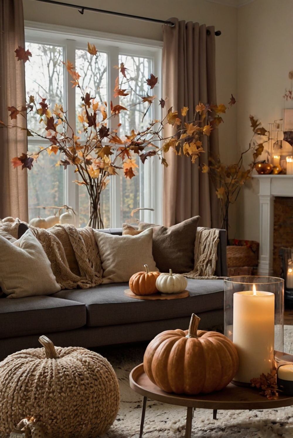 Fall home decor , Living room decor , Autumn decorating ideas , Cozy home decor , Seasonal decorations